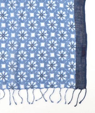 JOSEPH ABBOUD 【麻100％】フラワークレストパターン ストール ネイビー系6