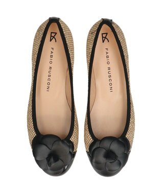 INTER-CHAUSSURES 【FABIO RUSCONI】異素材コンビラウンドトウカメリアバレエ ベージュコンビ