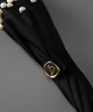 AURORA Beaurance ビューランス バロックパール付き晴雨兼用パラソル傘 (1段スライドショート傘) 日傘 ブラック