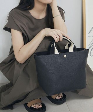 TOPKAPI 【Breath TOPKAPI】SCOTCH GRAIN スコッチグレイン プレーン 2トーンテープ ハンドル トートバッグ S ブラック