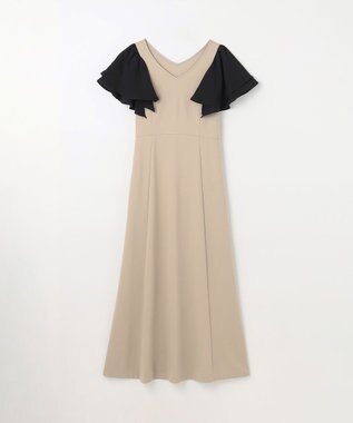 GRACE CONTINENTAL フリルスリーブカットワンピース ベージュ