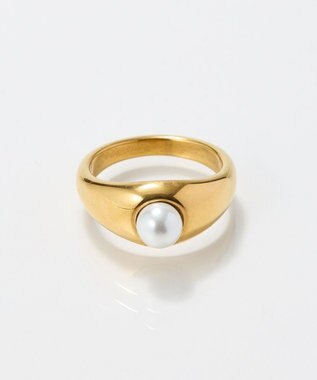 Phoebe 〈金属アレルギー対応〉アイコニックボリュームパールリング/ステンレス/大ぶり/存在感◎/主役級 ホワイト