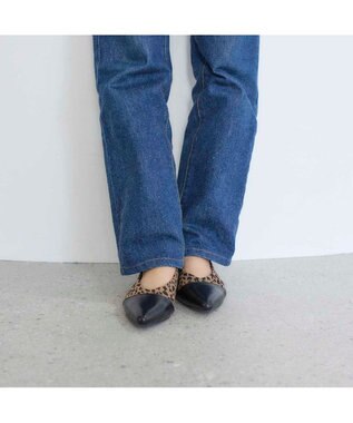 MODE ET JACOMO <noyau>ポインテッドトゥコンビデザインパンプス ベージュキジ