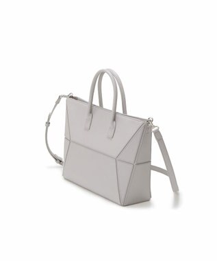 TOPKAPI 【TREASURE TOPKAPI】フェイクレザー ジオメトリック ショルダー付 トートバッグ ライトグレー