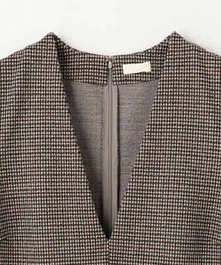 ANY ラメチェックジャガードワンピース ベージュ×ブラック