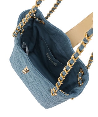 earth music&ecology デニムキルティングチェーンバッグ Light Blue
