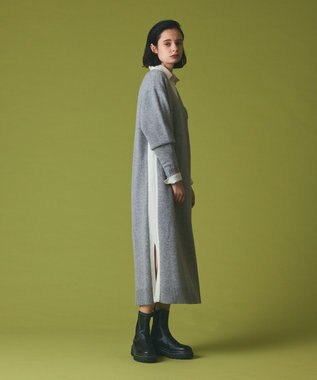 GRACE CONTINENTAL ライン配色ニットワンピース グレー