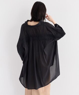 YECCA VECCA リブMIXシアーオーバーシャツ Black