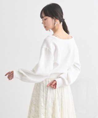 earth music&ecology パールボタンショートニットカーディガン Off White