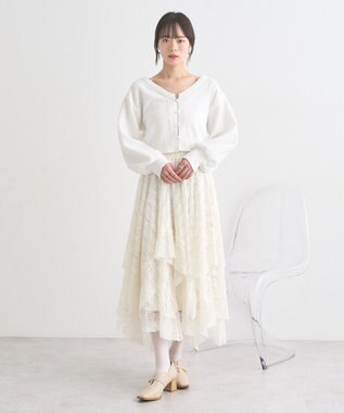 earth music&ecology パールボタンショートニットカーディガン Off White