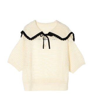 Green Parks クロシェ風セーラーカラーニット Off White