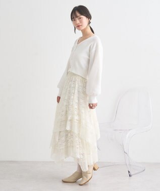 earth music&ecology パールボタンショートニットカーディガン Off White