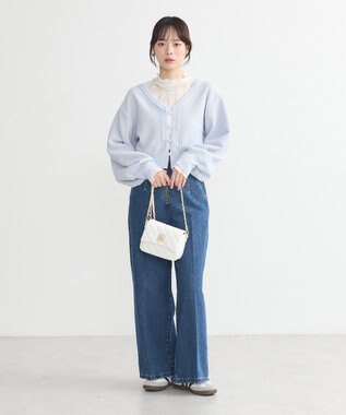 earth music&ecology パールボタンショートニットカーディガン Blue