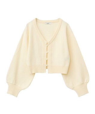 earth music&ecology パールボタンショートニットカーディガン Yellow