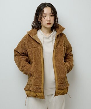 Green Parks 異素材コンビスタンドボアブルゾン Camel