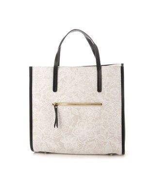 LA BAGAGERIE 【STOF】フラワープリントスクエアトート ホワイト