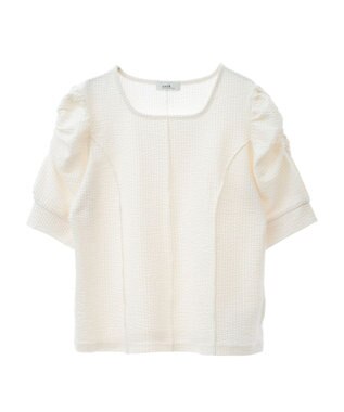 earth music&ecology ぽこぽこパワショルプルオーバー Ivory