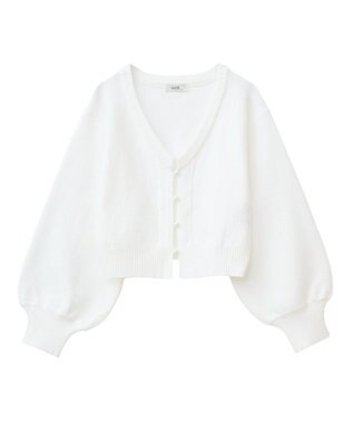 earth music&ecology パールボタンショートニットカーディガン Off White