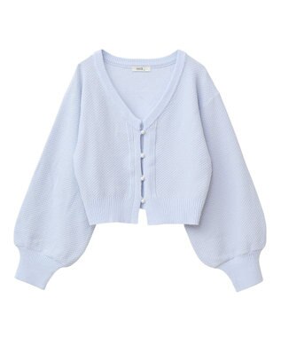 earth music&ecology パールボタンショートニットカーディガン Blue