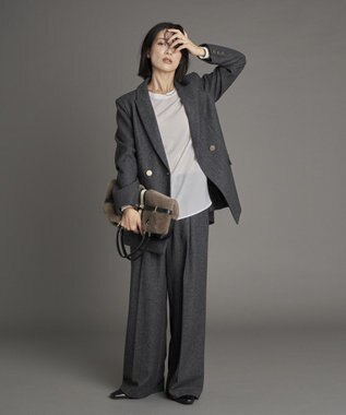 YECCA VECCA 【尾崎紗代子×YECCA VECCA】ツイードストレートパンツ Charcoal Gray