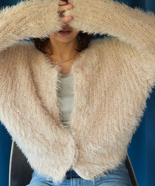 AMERICAN HOLIC シャギーニットクルーネックカーディガン Ecru