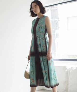 組曲 L スカーフパネルプリント ワンピース グリーン系5