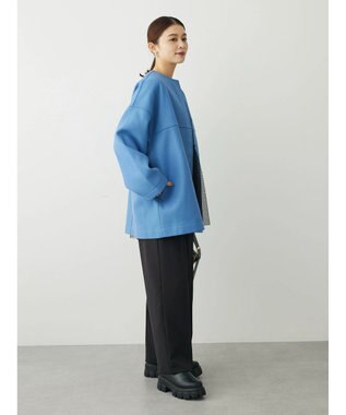 Green Parks 洗えるノーカラーショートコート Blue