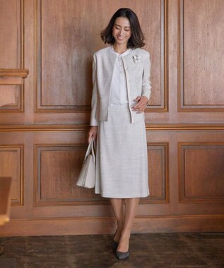 J.PRESS LADIES ライトツイードストレッチ スカート ベージュ系1