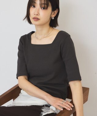 AMERICAN HOLIC スクエアネック5分袖プルオーバー Charcoal Gray