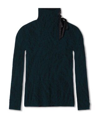 Chacott 【ノーソーイングニット】サイドリボンハイネックニットトップ ボトルグリーン