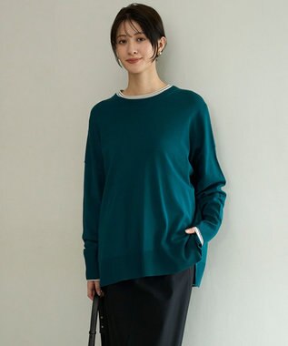 UNFILO L マイビューティニット ワイドクルーネック グリーン