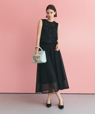 GRACE CONTINENTAL フェザーembドレス ブラック