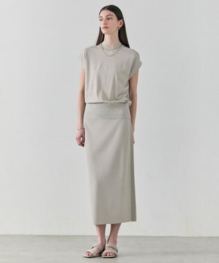 BEIGE， NADIA / 異素材ライン ストレッチニットスカート L.Taupe