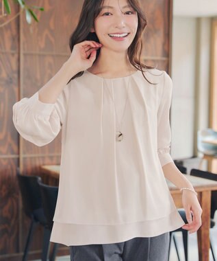 Tiaclasse つまみタック袖レイヤードブラウス アイボリー