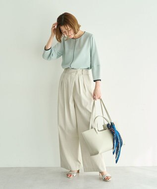 YECCA VECCA ビットプリントプリーツスカーフ Navy