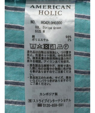 AMERICAN HOLIC 丈違いラメストライプワンピース Stripe Green