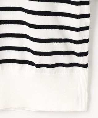 J.PRESS LADIES 【洗える】BASIC HT-COTTON クルーネック ボーダー カーディガン ブラック系1