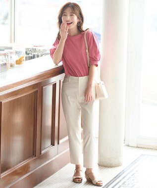 ANY SIS 【UVケア】プレーティングジャージー タックスリーブ カットソー ベリーピンク