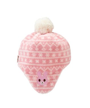 MIKI HOUSE HOT BISCUITS 【42-46cm】ぼん天付フリース素材の帽子 ピンク