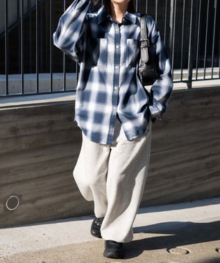 WEGO チェックBIGシャツ ネイビー