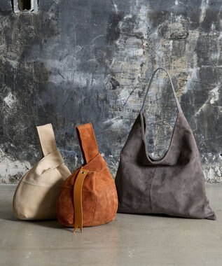 russet 【2025AW新作】本革スエード巾着ハンドバッグ(CE-1582) Brown