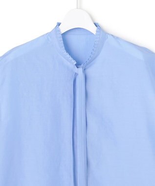ICB セシェシルキーローン フレンチスリーブボウタイブラウス スカイブルー