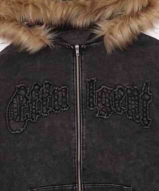 WEGO 【25年秋冬新作】ファーフードBIGZIPパーカー スミクロ