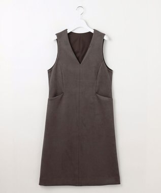 J.PRESS LADIES L 【洗える】スウェードダンボール ジャンパースカート スレートブラウン系