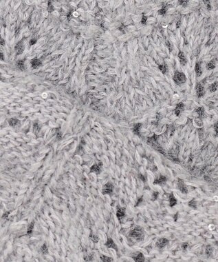 ANY SIS 【洗える】透かし編みスパンコール ニット ライトグレー