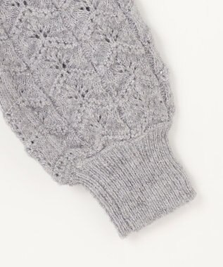 ANY SIS 【洗える】透かし編みスパンコール ニット ライトグレー