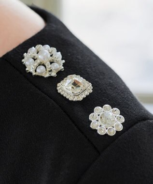 Tiaclasse L 【洗える】裏起毛ドッキングワンピース ブラック×グレージュ