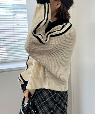 WEGO ハーフジップニットプルオーバー ホワイトその他