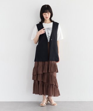 YECCA VECCA アシメラッフルスカート Brown