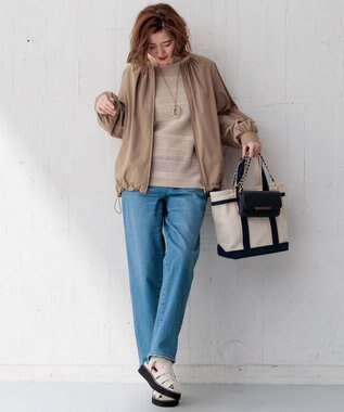 23区 L 【洗える/撥水加工】ナイロン2WAYストレッチ  ブルゾン ブラウン系